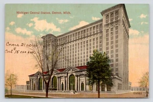 Central Railroad Station Depot Detroit Michigan c1910 Vintage DB UNP Postcard - Picture 1 of 2
