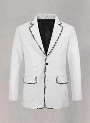 Brand New Men's White Two Button Blazer 100% Real Lambskin Causal SlimFitBlazer - Image 1 of 4