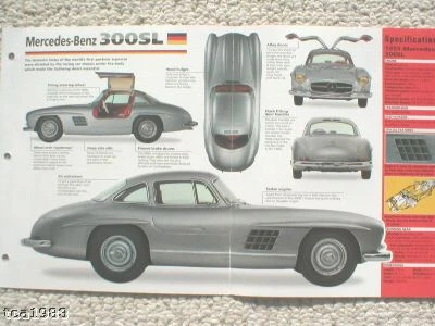 HOJA/FOLLETO ESPECIFICACIONES ALA DE GAVIOTA MERCEDES-BENZ 300SL-1955, Foto 1 de 2