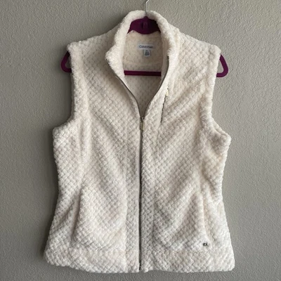 Chaleco Sherpa Imitación CALVIN KLEIN Mujer Talla Mediana Crema Bolsillos Cremallera Frontal Foto 1 de 4