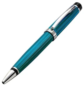 Brass Twist Action Medium Ballpoint Pen with Guilloche Enamel Blue Color - Picture 1 of 6