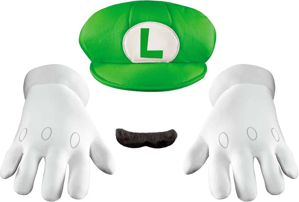 Licensed Luigi Adult Men Costume Accessory Kit Super Mario Licensed 3 Piece Set - Image 1 of 1