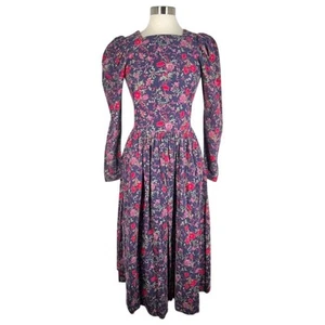 Vintage Laura Ashley Floral Cord Long Dress 8 Long Sleeve Cottagecore - Bild 1 von 9