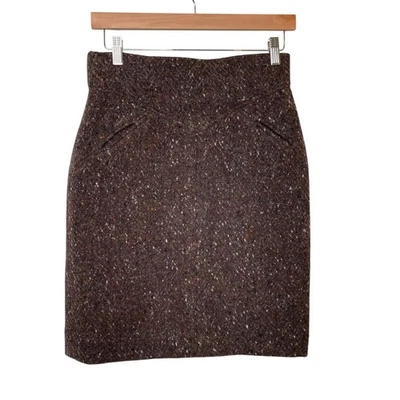 Fendi Roma Fendi 365 Vintage Wool Brown Tweed Midi Skirt Size 42 Medium - Image 1 of 4