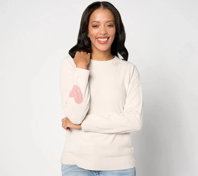 Barefoot Dreams CozyChic Ultra Lite Love Crewneck - Almond/Primrose - Medium - Image 1 of 2