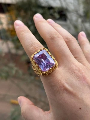 Anillo de amatista y zafiro de plata de ley 925 para hombre, púrpura cristiano real Foto 1 de 4