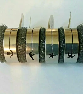 Design Wire Cut Stainless Steel Men women Rings Jewelry Set of 4 Size 6.5 (17mm) - Picture 1 of 4