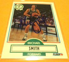 MICHAEL SMITH 1990-91 FLEER UPDATE NBA SIGNED RC CARD #U-10 BOSTON CELTICS F BYU