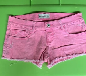 NWOT Abercrombie Kids Girl's Denim Shorts Size 16 Neon Pink - Picture 1 of 12