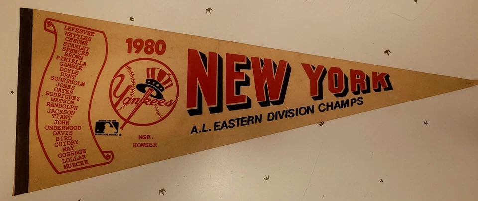 New York Yankees A.L. 1980 Banderín de béisbol vintage de los campeones de la División Este MLB  Foto 1 de 2