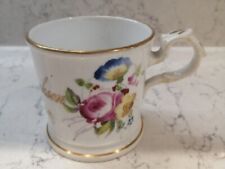 Staffordshire Porcelain Mug Hand Painted Flowers Design 3" Tall Inscribed 1849