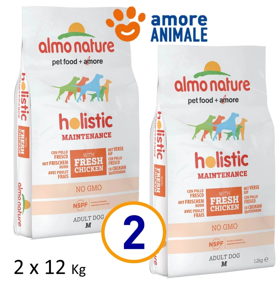 2 Sachet - Almo Nature Chien Holistic Medium Adult - Poulet Et Riz 12 KG ^pour - Photo 1/1