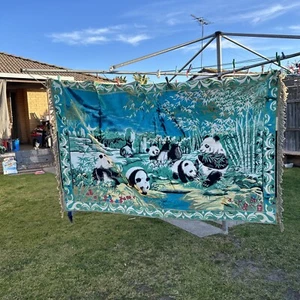 Chinese Pandas Velvet Vintage Rug - Picture 1 of 9