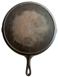 Griswold Cast Iron #12 Large Block Logo Skillet Vintage Collectible - Picture 1 of 6
