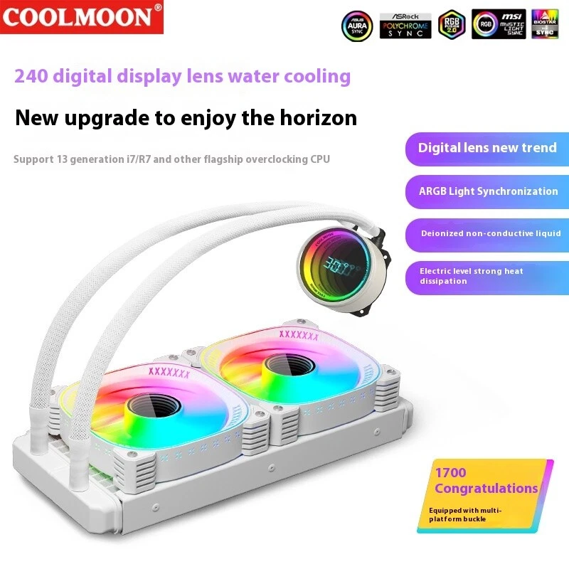 Coolmoon 240 All-in-One Water-Cooled Digital Display CPU Cooler ARGB Infinity Le - Image 1 of 4