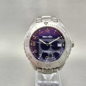 Sector Dive Watch Men 38mm Blue Dial stainless Steel Date Round READ!!! New Batt - Picture 1 of 11