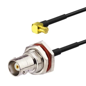 BNC Female Bulkhead to MCX Plug Right Angle RG174 RTL SDR Antenna Cable 30cm - Picture 1 of 3
