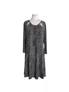 Michael Kors Womens Dress Size Large Black White Cheetah Animal Print Stretch - Picture 1 of 8