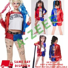 Harley Quinn Suicide Squad Kids Halloween Party Girls Bomber Jacket Cosplay