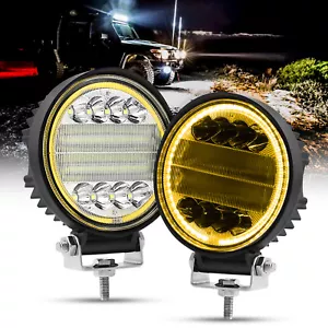 Par de cápsulas de barra de luz LED de trabajo de 5 pulgadas redondas todoterreno conducción camión antiniebla ámbar DRL - Imagen 1 de 8