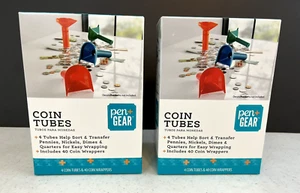 Lote de 2~Tubos de plástico para clasificar monedas con 40 envoltorios para monedas~Nuevo/Sellado - Imagen 1 de 3