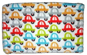 Baby Essentials Boy CAR Fleece Security Blanket Lovey White SOFT Vehicles Plush - Picture 1 of 3