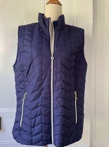 Marc New York Size Large 14 Navy Blue Quilted Puffer Vest Gilet Zip Front as New - Picture 1 of 14