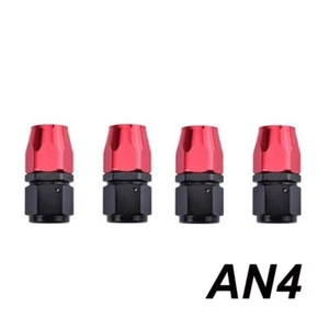 4 Stück Schwarz + Rot 0 ° Grad AN4 Öl Kraftstoffleitung Schlauch Endstück Adapter Kits - Bild 1 von 11