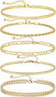 5 pièces chevilles en or pour femmes imperméables plaquées or 14 carats bracelets cheville pour femmes