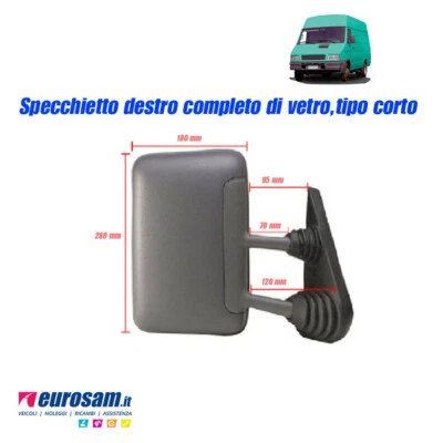 SPECCHIO SPECCHIETTO RETROVISORE DESTRO DX PER IVECO DAILY 89-99 CORTO GRIGIO - Immagine 1 di 2