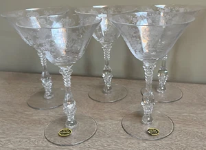 set of 5 Cambridge Rose Point Sherbet Martini Glasses 6.5" - Picture 1 of 9