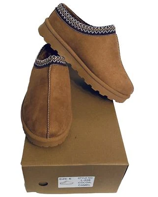 Zapatilla sin marca para mujer suela de goma castaño camel sin cordones de gamuza de piel sintética talla 6 Foto 1 de 4