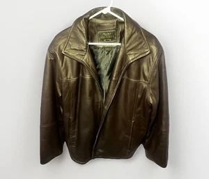 JOS. A. Bank RESERVE Mens Dark Brown / Black Leather Jacket Size Large Biker Vtg - Picture 1 of 8