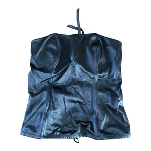 Cacique sexy corsetto bustier taglia 14/16 nero raso pizzo schiena - Foto 1 di 18
