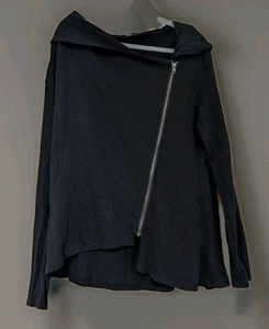 Womens Asymetric Slub Yarn" Zipper Cardigan Black by Forplay EMP Size  XXL Goth - Picture 1 of 10