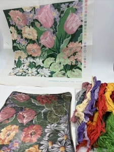 Vintage Floral Cushion Counted Cross Stitch Tapestry Kit Pattern Candamar Worked - Picture 1 of 12