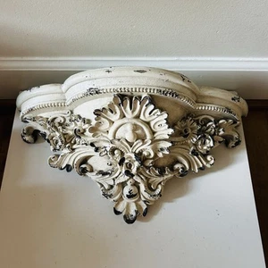 Vintage MCM Turner Mfg Wall Ivory Half Moon Shelf Ornate Regency Decor - Picture 1 of 5