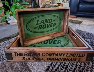 Bandeja encerada Land Rover de madera estilo vintage 52 cm nueva  - Imagen 1 de 2