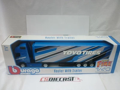 Camión Burago con remolque camión moderno 1:43 Volvo remolque de caja neumáticos Toyo Foto 1 de 4