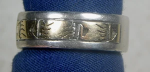 NAVAJO P. Skeets STERLING Silber 14K Gold Cut Out Overlay Einsatz HANDARBEIT 6,25 - Bild 1 von 7