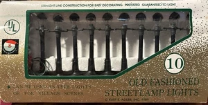 Vintage 1989 Set of 10 Old Fashioned Streetlamp Lights Kurt Adler Santas World - Picture 1 of 4