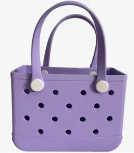 Bolso de Mano Pequeño de Goma-Bolso de Playa Ligero Impermeable Abierto-Púrpura Claro - Imagen 1 de 7
