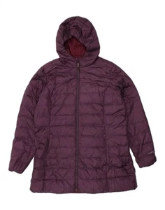 EDDIE BAUER Womens Hooded Padded Coat UK 18 XL Purple Polyester CM31 - Picture 1 of 3