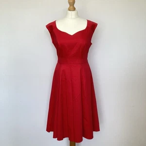SOPHIE GRAY BHS Size 16 Red Fitted Cotton Occasion Party Dress 1950s Style BNWT - Picture 1 of 12