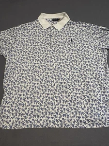 Polo Ralph Lauren Herren 5XLB Blau Weiß Blumenmuster Poloshirt Klassische Passform Brustumfang - Bild 1 von 8