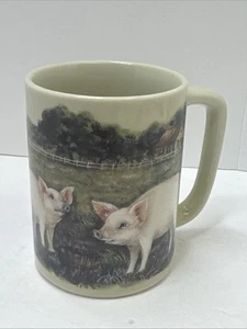 Vintage Otagiri Mug Pigs Fields Farmhouse Cup Mug Wheelbarrow Farm Japan ZZ31 - Picture 1 of 7