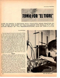 1966 TIPS FOR CRACKING 13 SECONDS WITH YOUR GTO ~ ORIGINAL 3-PAGE ARTRICLE / AD - Imagen 1 de 1