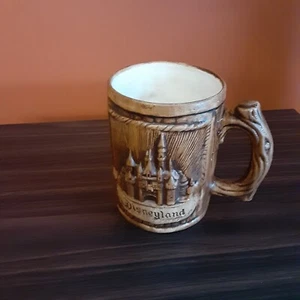 Vintage Disneyland ~~Walt Disney Prod. Souvenir Ceramic Faux Wood Coffee Mug - Picture 1 of 4