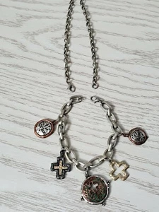 Interchangeable Artistic Charm Necklace Bracelet Cross Blessed Grace tri color - Picture 1 of 12