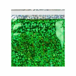 Metallic Green Holographic Foil Mailing Bags 6.5 x 6.5" 165 x 165mm - Picture 1 of 1